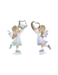 Décorations de Noël DKD Home Decor Résine Ange (6 x 5,5 x 11,5 cm) (2 Unités)