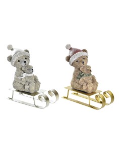 Décorations de Noël DKD Home Decor Résine Ours (10 x 4 x 9,5 cm) (2 Unités)
