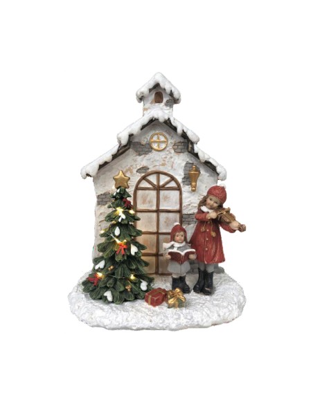 Décorations de Noël DKD Home Decor Résine Maison (16,5 x 9 x 21 cm) (2 Unités)
