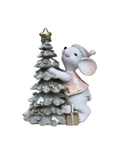 Décorations de Noël DKD Home Decor Souris Résine (10 x 6,5 x 11 cm) (2 Unités)