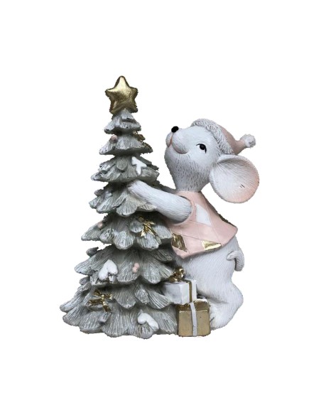 Décorations de Noël DKD Home Decor Souris Résine (10 x 6,5 x 11 cm) (2 Unités)