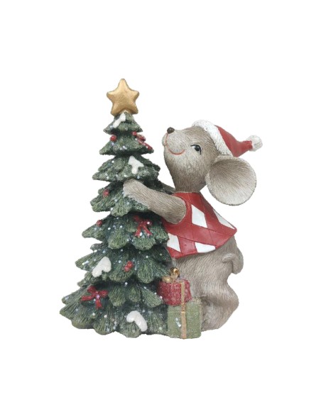 Décorations de Noël DKD Home Decor Souris Résine (10 x 6,5 x 11 cm) (2 Unités)