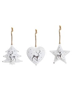 Ensemble Décorations de Noël DKD Home Decor Métal (12 x 12 x 3 cm) (3 Unités)