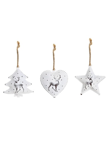 Ensemble Décorations de Noël DKD Home Decor Métal (12 x 12 x 3 cm) (3 Unités)