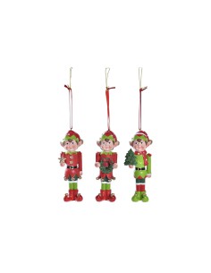 Décorations de Noël DKD Home Decor Résine Elfe (5 x 4 x 14 cm) (3 Unités)