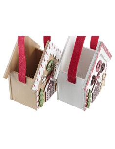 Décorations de Noël DKD Home Decor Bois Maison (13 x 7 x 15 cm) (4 Unités) 2
