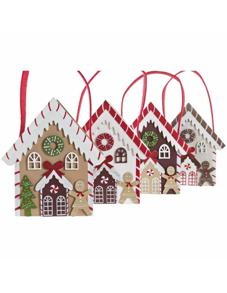 Décorations de Noël DKD Home Decor Bois Maison (13 x 7 x 15 cm) (4 Unités)
