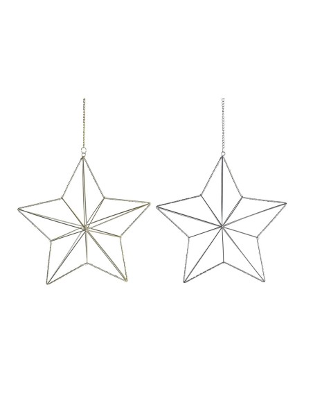 Décorations de Noël DKD Home Decor Métal Étoile (2 Unités) (30 x 11 x 30 cm)