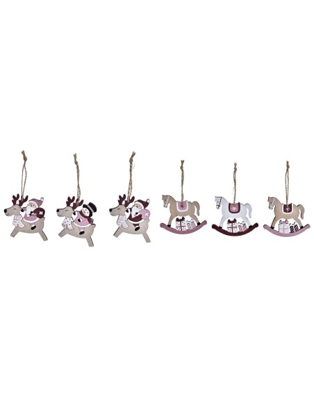 Ensemble Décorations de Noël DKD Home Decor Bois MDF (21 x 8,2 x 1,5 cm) (8 cm) (2 Unités)