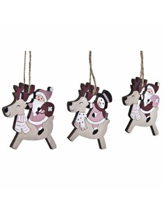 Ensemble Décorations de Noël DKD Home Decor Bois MDF (21 x 8,2 x 1,5 cm) (8 cm) (2 Unités) 2