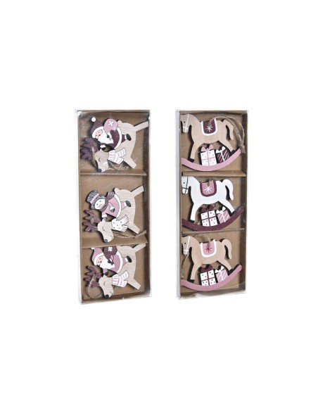 Ensemble Décorations de Noël DKD Home Decor Bois MDF (21 x 8,2 x 1,5 cm) (8 cm) (2 Unités)