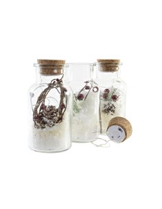 Décoration lumineuse DKD Home Decor Noël Naturel (6 x 6 x 14 cm) (3 Unités) 2