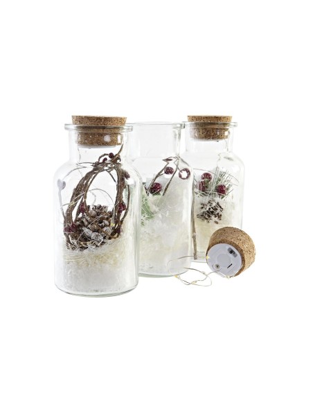 Décoration lumineuse DKD Home Decor Noël Naturel (6 x 6 x 14 cm) (3 Unités)