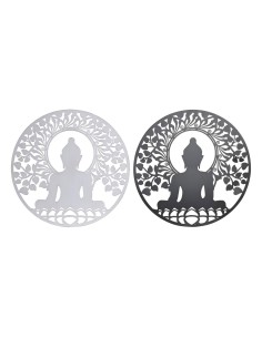 Décoration murale DKD Home Decor Métal Buda (2 Unités) (60 x 1 x 60 cm)