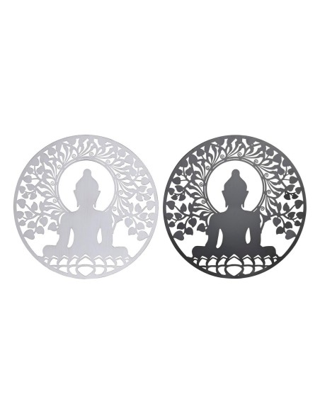 Décoration murale DKD Home Decor Métal Buda (2 Unités) (60 x 1 x 60 cm)