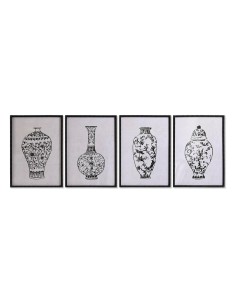 Cadre DKD Home Decor Sapin Verre Vase (50 x 70 x 2,5 cm) (4 Unités)