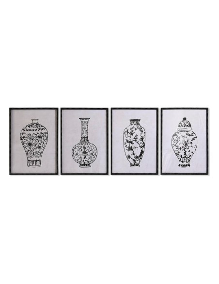 Cadre DKD Home Decor Sapin Verre Vase (50 x 70 x 2,5 cm) (4 Unités)