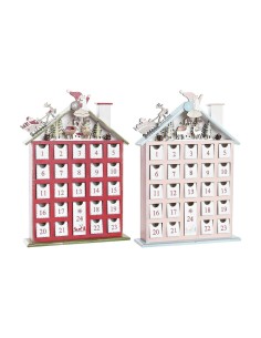 Calendrier de l’Avent DKD Home Decor Bois Maison (27 x 7 x 40 cm) (2 Unités)
