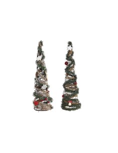 Sapin de Noël DKD Home Decor Naturel Rouge Métal Vert (14 x 14 x 51 cm) (2 Unités)