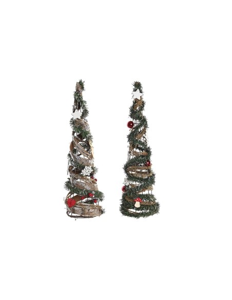 Sapin de Noël DKD Home Decor Naturel Rouge Métal Vert (14 x 14 x 51 cm) (2 Unités)