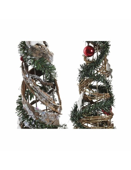 Sapin de Noël DKD Home Decor Naturel Rouge Métal Vert (14 x 14 x 51 cm) (2 Unités)