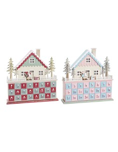 Calendrier de l’Avent DKD Home Decor Bois Maison (32 x 8 x 33 cm) (2 Unités)