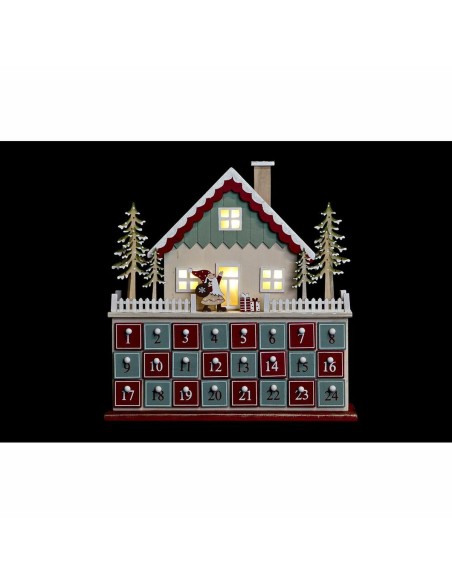 Calendrier de l’Avent DKD Home Decor Bois Maison (32 x 8 x 33 cm) (2 Unités)