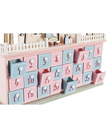 Calendrier de l’Avent DKD Home Decor Bois Maison (32 x 8 x 33 cm) (2 Unités)