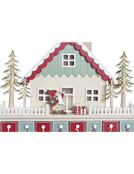 Calendrier de l’Avent DKD Home Decor Bois Maison (32 x 8 x 33 cm) (2 Unités)