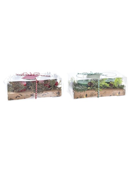 Ensemble de Bougies DKD Home Decor Noël (5,5 x 5,5 x 6 cm) (2 Unités)