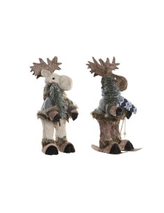 Figurine Décorative DKD Home Decor Noël Renne Naturel polystyrène (15 x 16 x 35 cm) (2 Unités)