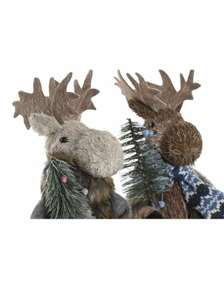 Figurine Décorative DKD Home Decor Noël Renne Naturel polystyrène (15 x 16 x 35 cm) (2 Unités)