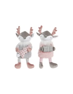 Figurine Décorative DKD Home Decor Noël Animal Polyester Cerf (14 x 17 x 28 cm) (2 Unités)