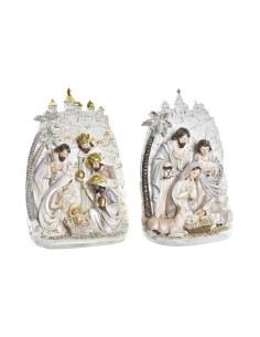 Crèche de Noël DKD Home Decor Doré Crème Résine Multicouleur (18 x 9 x 25,5 cm) (2 Unités)