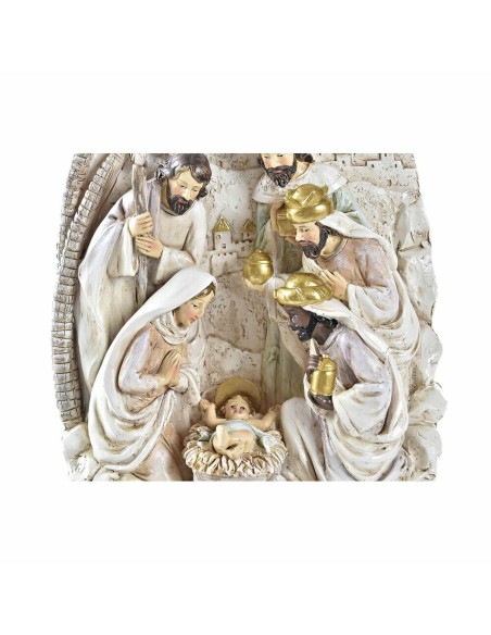 Crèche de Noël DKD Home Decor Doré Crème Résine Multicouleur (18 x 9 x 25,5 cm) (2 Unités)