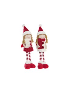 Figurine Décorative DKD Home Decor Noël Poupée Polyester Filles (11 x 7 x 43 cm) (2 Unités)