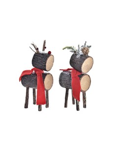 Figurine Décorative DKD Home Decor Noël Paillettes Renne Bouleau (10 x 9 x 23 cm) (2 Unités)