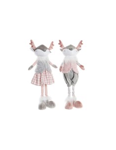Figurine Décorative DKD Home Decor Noël Animal Polyester Cerf (15 x 11 x 49 cm) (2 Unités)