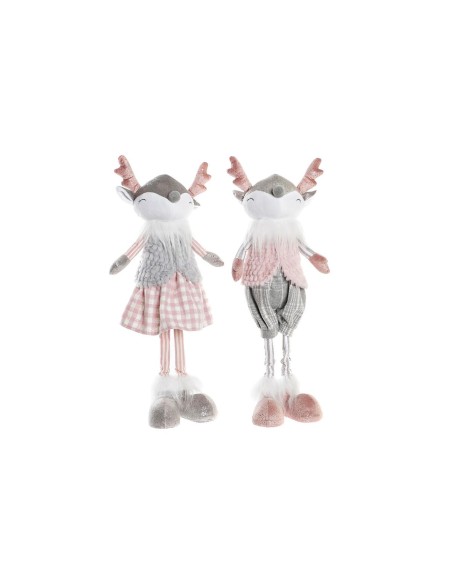 Figurine Décorative DKD Home Decor Noël Animal Polyester Cerf (15 x 11 x 49 cm) (2 Unités)