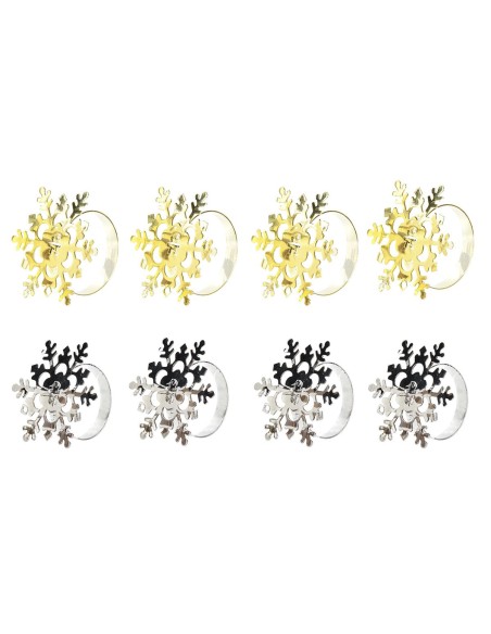 Porte-serviettes DKD Home Decor Lot Métal Flocons de neige (5 x 5 x 17 cm) (2 Unités)
