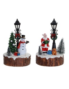 Figurine Décorative DKD Home Decor Lumière LED Résine Bonhomme de Neige (9 x 9 x 13 cm) (2 Unités)