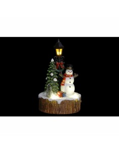 Figurine Décorative DKD Home Decor Lumière LED Résine Bonhomme de Neige (9 x 9 x 13 cm) (2 Unités) 2