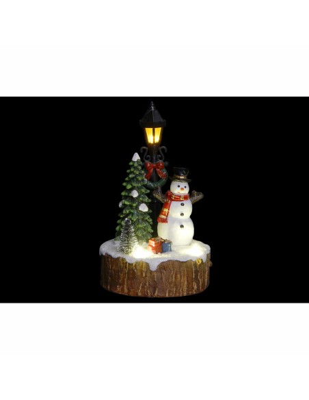 Figurine Décorative DKD Home Decor Lumière LED Résine Bonhomme de Neige (9 x 9 x 13 cm) (2 Unités)