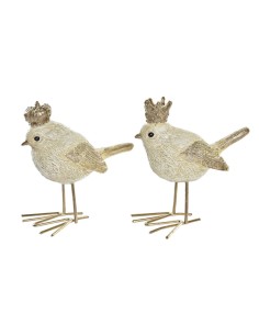 Décorations de Noël DKD Home Decor Résine Oiseau (11 x 5 x 9,5 cm) (2 Unités)