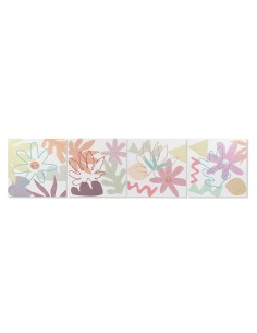 Toile DKD Home Decor Fleurs (60 x 1,8 x 60 cm) (4 Unités)