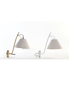 Applique DKD Home Decor Doré Métal Lin Blanc 50 W Moderne (22 x 32 x 37 cm) (2 Unités)