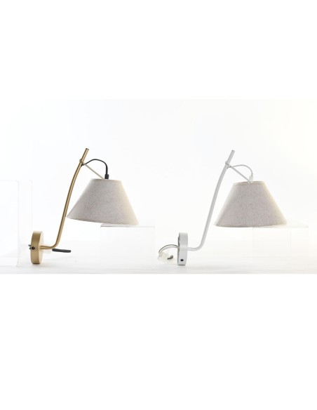 Applique DKD Home Decor Doré Métal Lin Blanc 50 W Moderne (22 x 32 x 37 cm) (2 Unités)