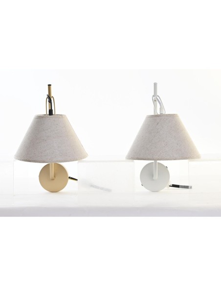 Applique DKD Home Decor Doré Métal Lin Blanc 50 W Moderne (22 x 32 x 37 cm) (2 Unités)