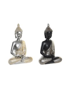 Figurine Décorative DKD Home Decor Argenté Noir Doré Buda Résine Oriental (26 x 15 x 40 cm) (2 Unités)