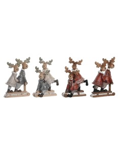 Décorations de Noël DKD Home Decor Résine Renne (13 x 6 x 18 cm) (4 Unités)